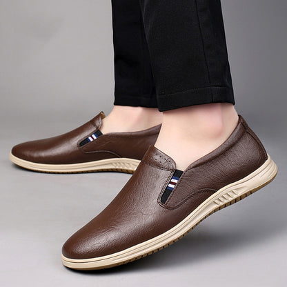 Casual Low-top Slip-on Two-layer Cowhide Flat Men's Shoes