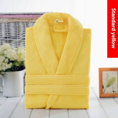 Bathrobe Towel Material Cotton Women's Winter Long Water-absorbing Quick-drying Nightgown Men's Cotton Thickened Bathrobe