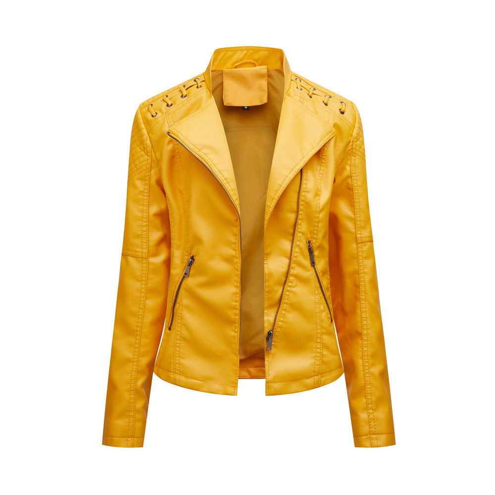 Women's Leather Jackets Women's Short Jackets Slim Thin Leather Jackets Ladies Motorcycle Suits