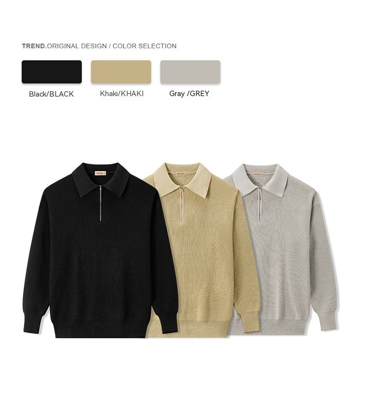 Men's Long Sleeve Polo Collar Sweater