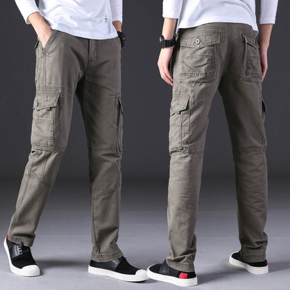 Overalls Men's Outdoor Casual Trousers Pure Cotton Straight Loose Multi-pocket