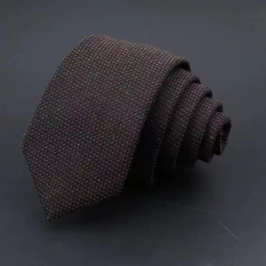 Thickened Sanded Fabric Hand Hit Men's Business Fashion Striped Solid Color Tie Cotton Formal Wear