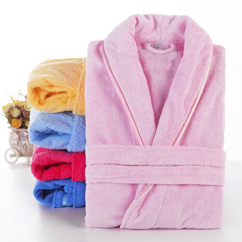 Bathrobe Towel Material Cotton Women's Winter Long Water-absorbing Quick-drying Nightgown Men's Cotton Thickened Bathrobe