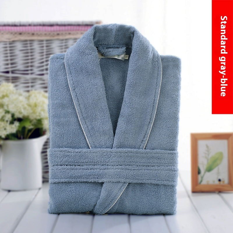 Bathrobe Towel Material Cotton Women's Winter Long Water-absorbing Quick-drying Nightgown Men's Cotton Thickened Bathrobe