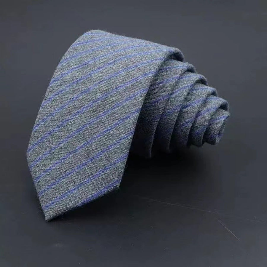 Thickened Sanded Fabric Hand Hit Men's Business Fashion Striped Solid Color Tie Cotton Formal Wear