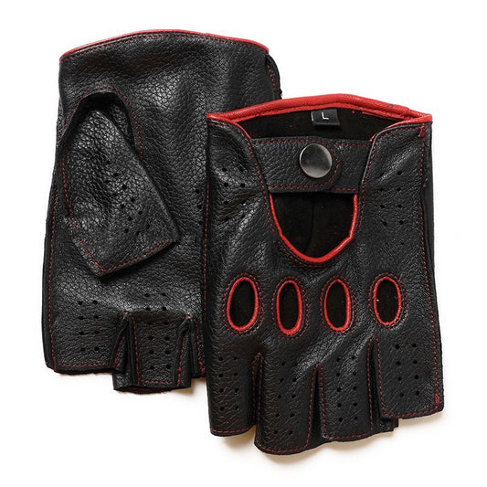 Riding Outdoor Leather Half Finger Sheepskin Gloves