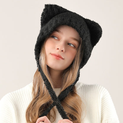 Cute Bear Knitted Hat Warm-keeping And Cold-proof Earmuffs Ha