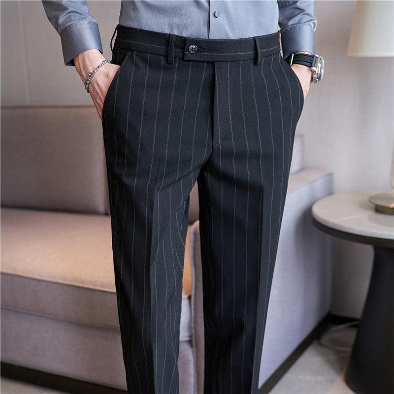 Yarn-dyed Light Luxury Striped Texture Men's Suit Pants Stretch Casual