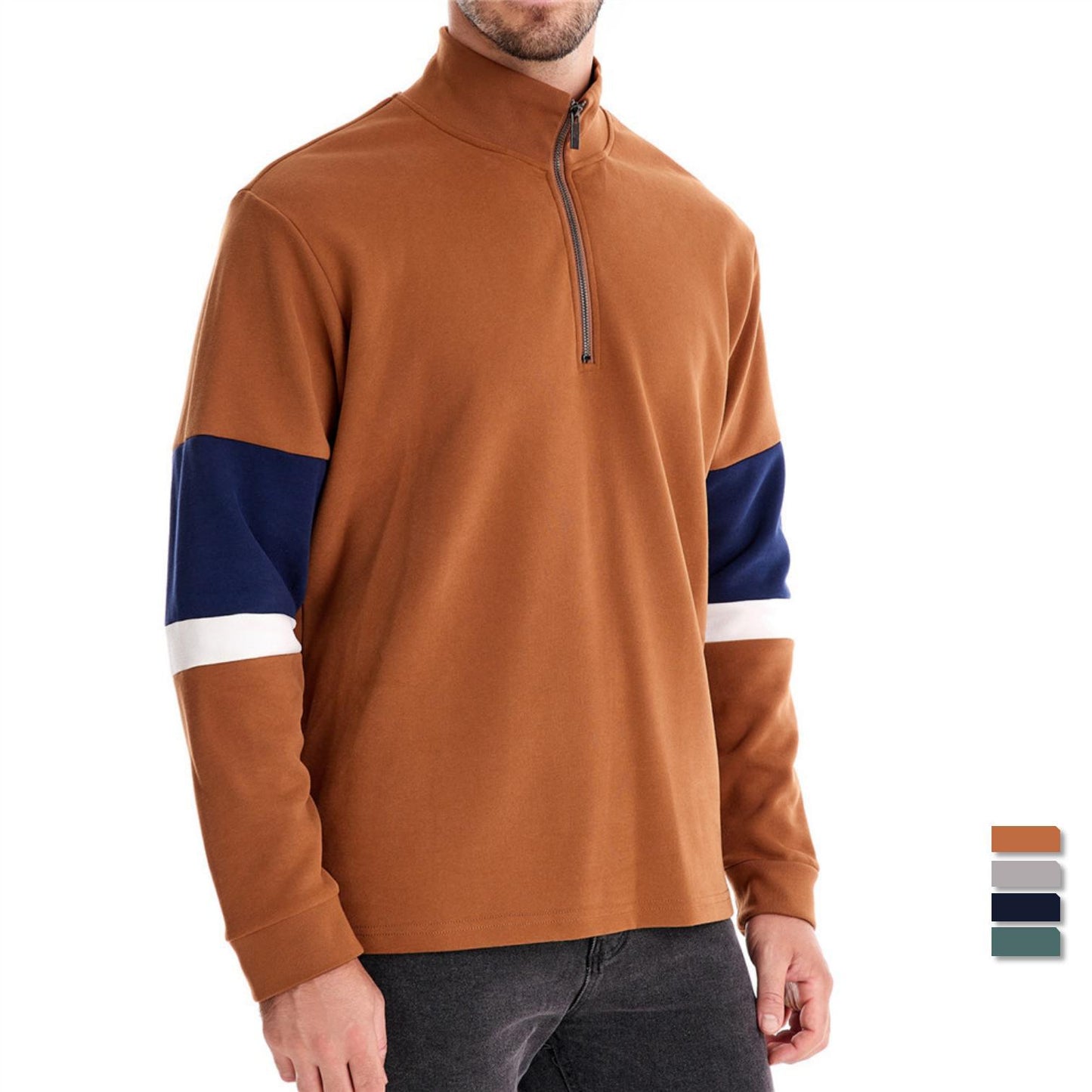 Polo Collar Contrast Color Casual All-matching Hoodie