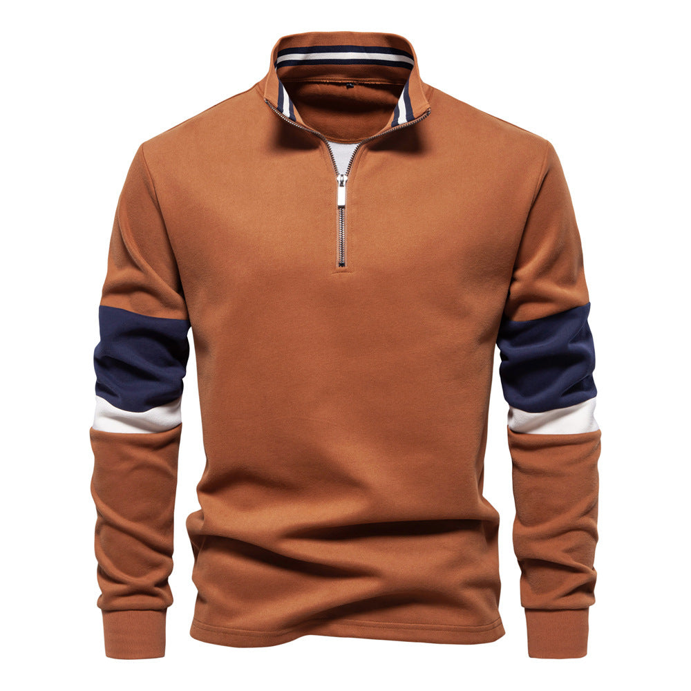 Polo Collar Contrast Color Casual All-matching Hoodie