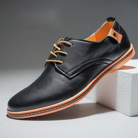 Men's Casual Business Shoes Leather Surface Lace-up Pumps