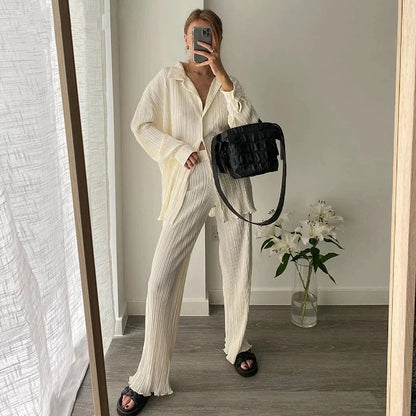 Women's Fashionable Simple Wide-leg Pants Suit