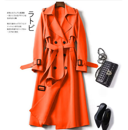 Double-breasted Mid-length Tie Trench Coat