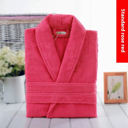 Bathrobe Towel Material Cotton Women's Winter Long Water-absorbing Quick-drying Nightgown Men's Cotton Thickened Bathrobe