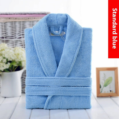 Bathrobe Towel Material Cotton Women's Winter Long Water-absorbing Quick-drying Nightgown Men's Cotton Thickened Bathrobe