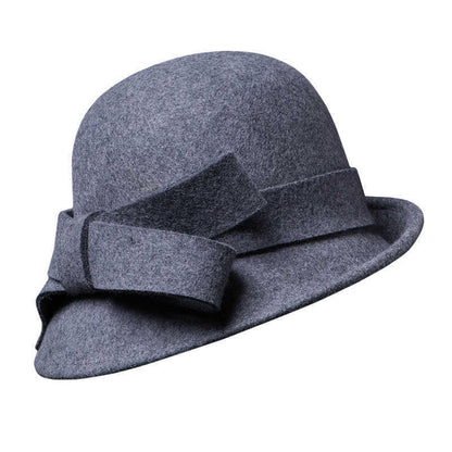 Women's French-style  Elegant Retro Woolen Bowler Hat Curling Bow