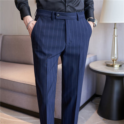 Yarn-dyed Light Luxury Striped Texture Men's Suit Pants Stretch Casual