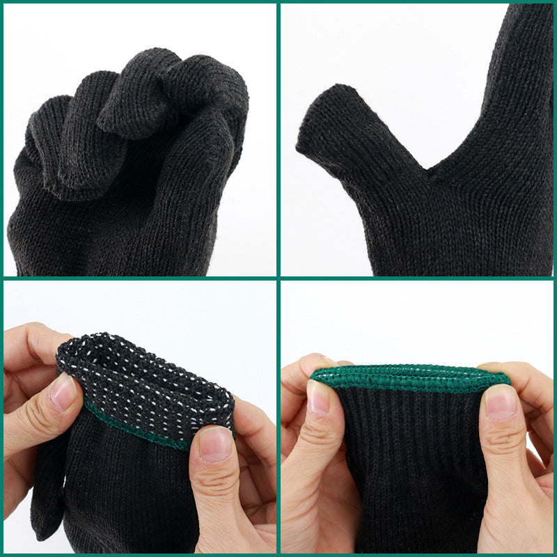 Black Grey Cotton Yarn Gloves