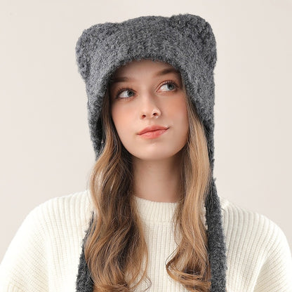 Cute Bear Knitted Hat Warm-keeping And Cold-proof Earmuffs Ha