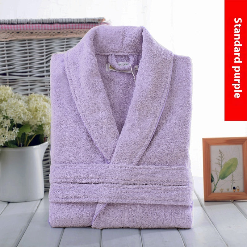 Bathrobe Towel Material Cotton Women's Winter Long Water-absorbing Quick-drying Nightgown Men's Cotton Thickened Bathrobe